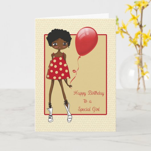 Modern Afro-Amerikaans meisje, verjaardag Kaart (Gele Bloem)