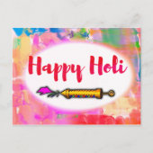 Modern afspeelscript Colorful Pichkari Happy Holi Briefkaart (Voorkant)