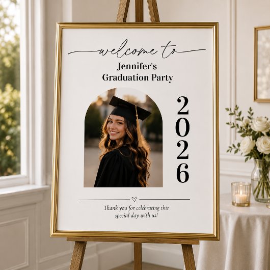 Modern Afstudeer Welkomstbord met Foto Poster