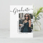 Modern Afstudeerder | 1 Foto-legant script Aankondiging (Staand voorkant)