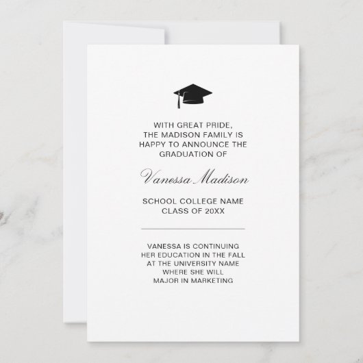 Modern Afstudeerder | 1 Foto-legant script Aankondiging (Achterkant)