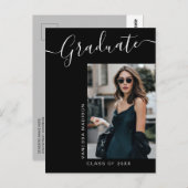 Modern Afstudeerder | 1 Foto-legant script Briefkaart (Voorkant / Achterkant)