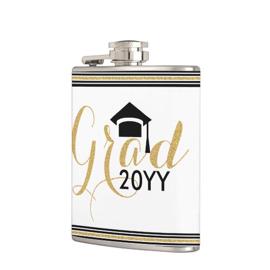 Modern Afstudeerder 2016 Gold Glitter Text Design Heupfles (Links)