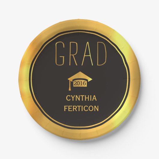 Modern Afstudeerder 2016 zwart, gouden afstudeerdo Papieren Bordje (Voorkant)