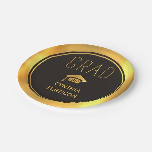 Modern Afstudeerder 2016 zwart, gouden afstudeerdo Papieren Bordje (Gekanteld)