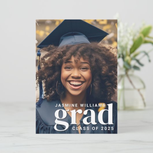 Modern Afstudeerder 2 Foto Afstuderen Aankondiging (Staand voorkant)