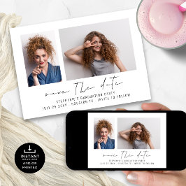 Modern Afstudeerder 2 Foto's Script Afstuderen Save The Date