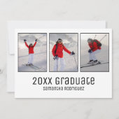 Modern Afstudeerder 3 Foto White Graduation Party  Kaart (Voorkant)