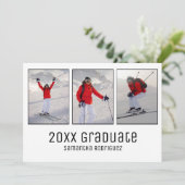 Modern Afstudeerder 3 Foto White Graduation Party  Kaart (Staand voorkant)