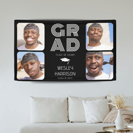Modern AFSTUDEERDER 4x fotocollage Afstuderen Spandoek