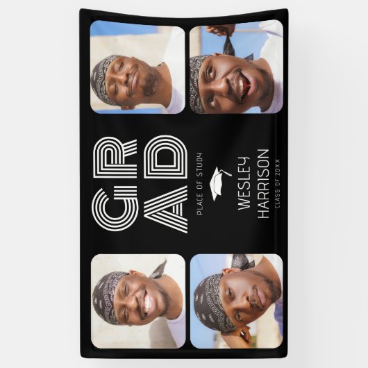 Modern AFSTUDEERDER 4x fotocollage Afstuderen Spandoek (Verticaal)