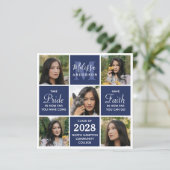 Modern Afstudeerder 5 Foto Collage Navy Blue Afstu Aankondiging (Staand voorkant)