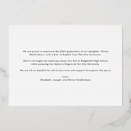 Modern Afstudeerder Aankondiging en Foto 2024 | FO (Achterkant)