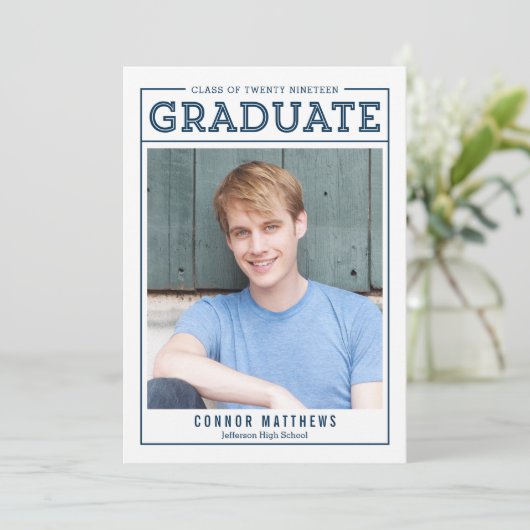 Modern Afstudeerder BEWERKBAAR KLEUR Afstuderen Kaart (Staand voorkant)