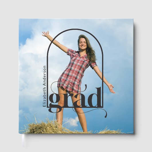 Modern AFSTUDEERDER Black Arch Foto Afstudeerfeest Gastenboek (Voorkant)