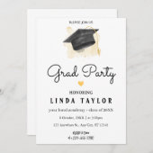 Modern AFSTUDEERDER Black Gold Graduation Party Kaart (Voorkant / Achterkant)