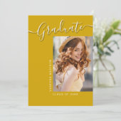 Modern Afstudeerder | Canarische geel 1 Foto legan Aankondiging (Staand voorkant)