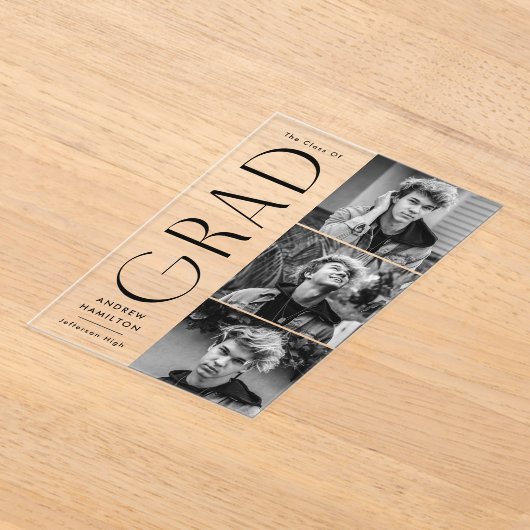 Modern Afstudeerder Foto Acryl Afstuderen Aankondi Acryl Uitnodigingen (Laagn)