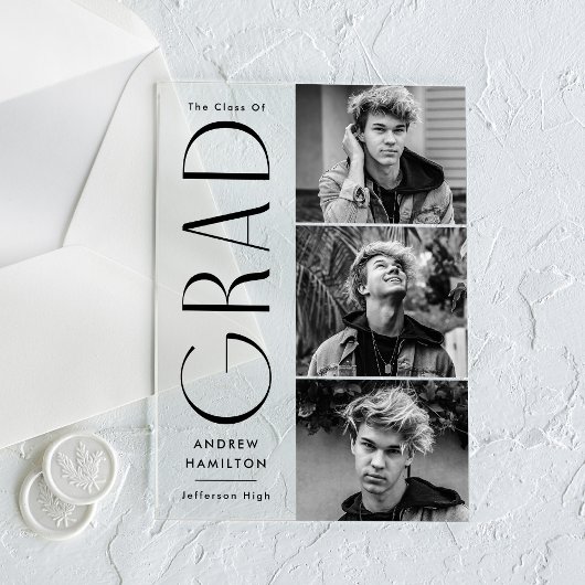 Modern Afstudeerder Foto Acryl Afstuderen Aankondi Acryl Uitnodigingen