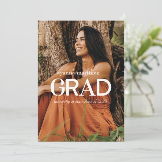 Modern AFSTUDEERDER Foto Afstuderen Aankondiging (Staand voorkant)