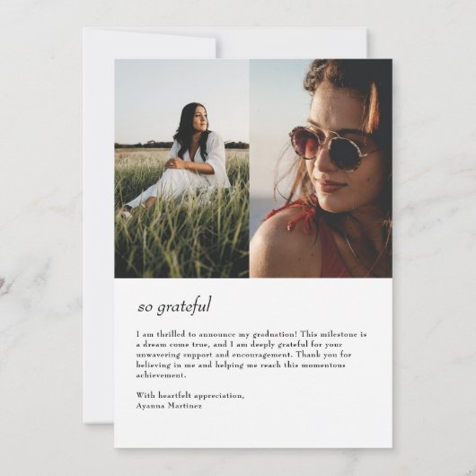 Modern AFSTUDEERDER Foto Afstuderen Aankondiging (Achterkant)