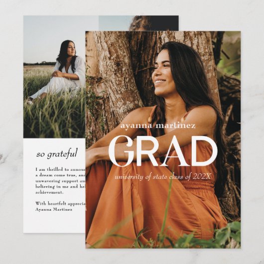 Modern AFSTUDEERDER Foto Afstuderen Aankondiging (Voorkant / Achterkant)