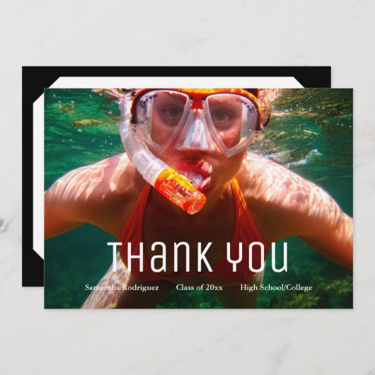 Modern Afstudeerder Foto Afstuderen Dank u Aankondiging (Voorkant / Achterkant)