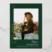 Modern AFSTUDEERDER Foto Afstuderen - Groene Folie Uitnodiging (Voorkant)