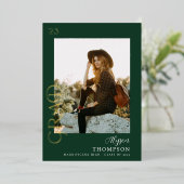 Modern AFSTUDEERDER Foto Afstuderen - Groene Folie Uitnodiging (Staand Voorkant)