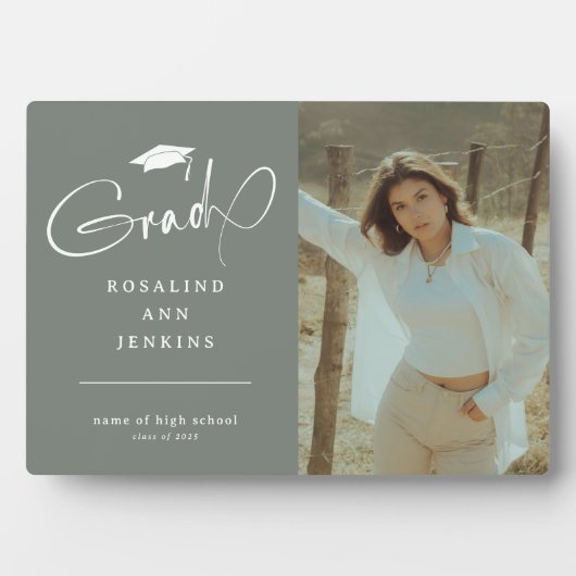 Modern Afstudeerder Foto Afstuderen Keepake Gift Fotoplaat (voorkant)