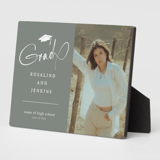 Modern Afstudeerder Foto Afstuderen Keepake Gift Fotoplaat (Zijkant)