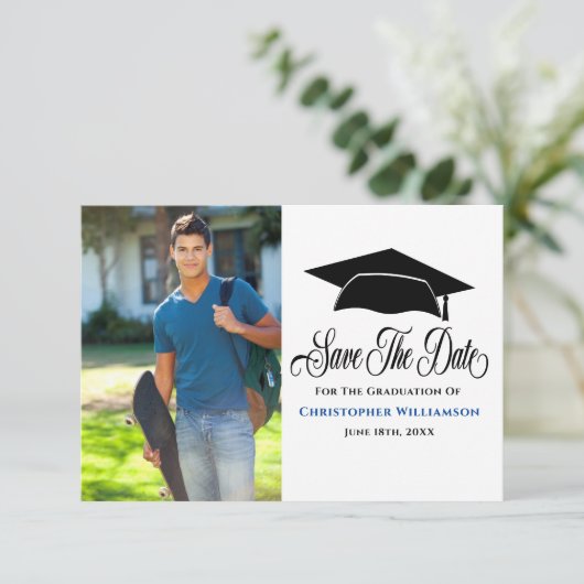 Modern Afstudeerder Foto Afstuderen Save The Date (Staand voorkant)