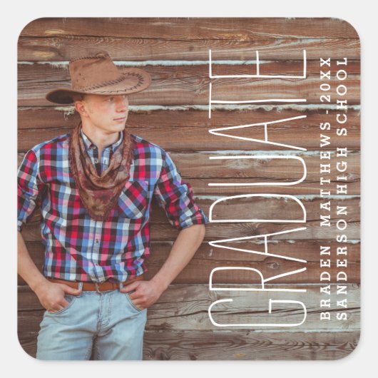 Modern Afstudeerder | Foto Afstuderen Sticker (Voorkant)