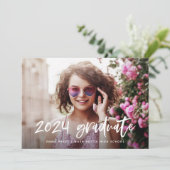 Modern Afstudeerder | Foto en witte handgeschreven Kaart (Staand voorkant)