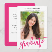 MODERN AFSTUDEERDER, foto moderne kalligrafie roze Kaart (Voorkant / Achterkant)