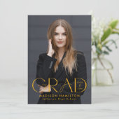 Modern Afstudeerder Geel Typografie 2 Foto Afstude Aankondiging (Staand voorkant)