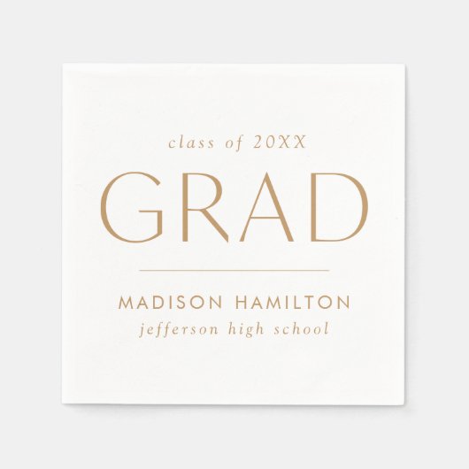 Modern Afstudeerder Goud Afstuderen Servet (Voorkant)