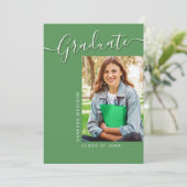 Modern Afstudeerder | Groen 1 Foto-legant script Aankondiging (Staand voorkant)