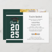 Modern Afstudeerder Groen Wit Afstudeerder Foto Af Kaart (Voorkant / Achterkant)