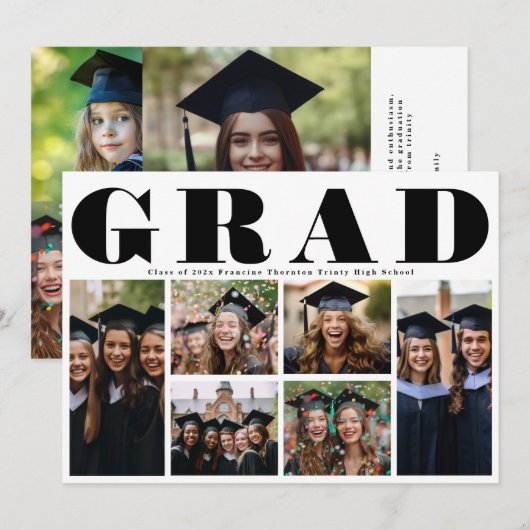 Modern AFSTUDEERDER High School 6 foto Collage Afs Aankondiging (Voorkant / Achterkant)