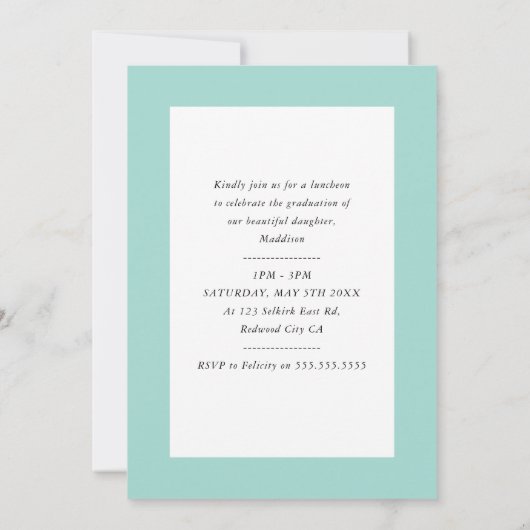 MODERN AFSTUDEERDER, hoofdfoto omtrek omlaag, groe Kaart (Achterkant)