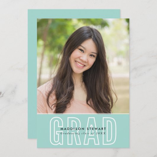 MODERN AFSTUDEERDER, hoofdfoto omtrek omlaag, groe Kaart (Voorkant / Achterkant)