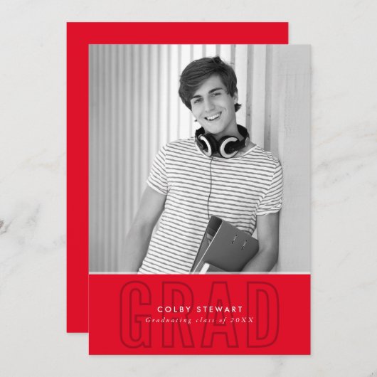MODERN AFSTUDEERDER - hoofdfotooverzicht rood Kaart (Voorkant / Achterkant)