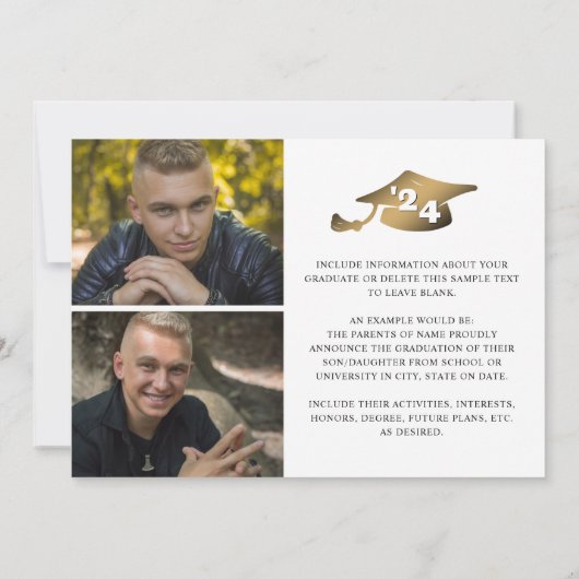 Modern Afstudeerder Jaar Zwart Goud Gradiënt 3 Fot Aankondiging (Achterkant)