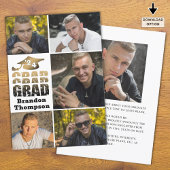 Modern Afstudeerder Jaar Zwart Goud Gradiënt 6 Fot Aankondiging