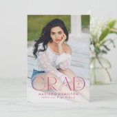 Modern Afstudeerder Magenta Typografie 2 Foto Afst Aankondiging (Staand voorkant)