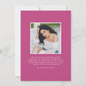 Modern Afstudeerder Magenta Typografie 2 Foto Afst Aankondiging (Achterkant)