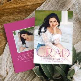 Modern Afstudeerder Magenta Typografie 2 Foto Afst Aankondiging