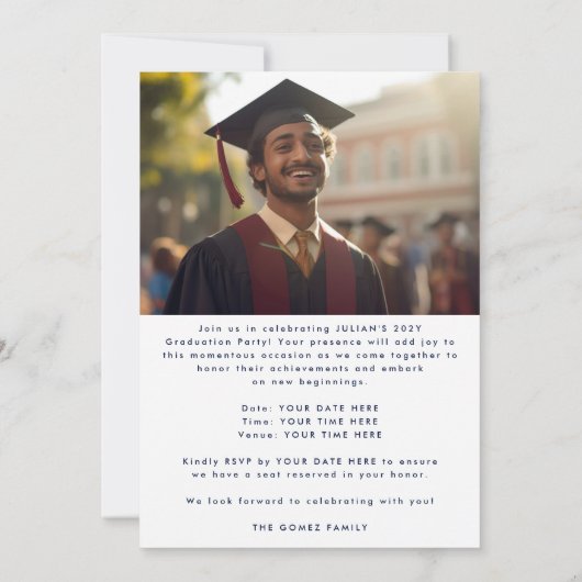 MODERN AFSTUDEERDER Middelbare School FotoGRADUATI Aankondiging