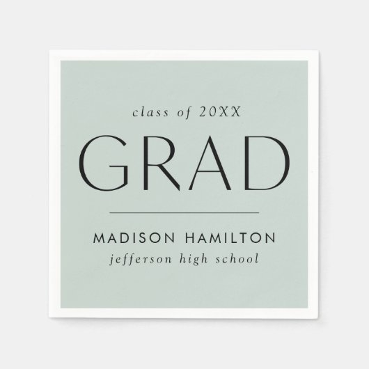 Modern Afstudeerder Mint Afstuderen Servet (Voorkant)